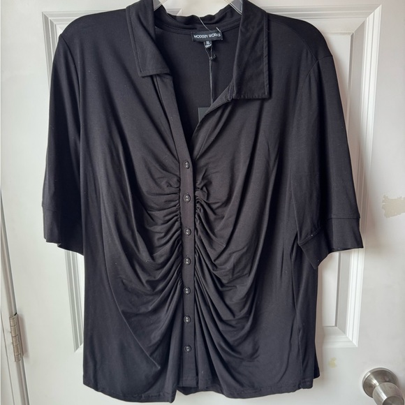 Modern Vice Elegant Black Ruched Blouse - Picture 1 of 4